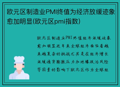 欧元区制造业PMI终值为经济放缓迹象愈加明显(欧元区pmi指数)